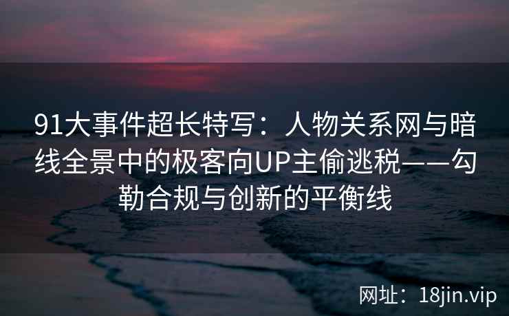 91大事件超长特写：人物关系网与暗线全景中的极客向UP主偷逃税——勾勒合规与创新的平衡线