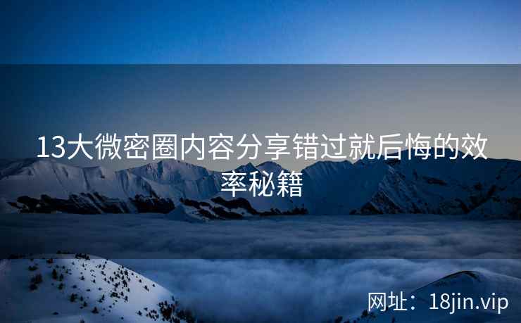 13大微密圈内容分享错过就后悔的效率秘籍