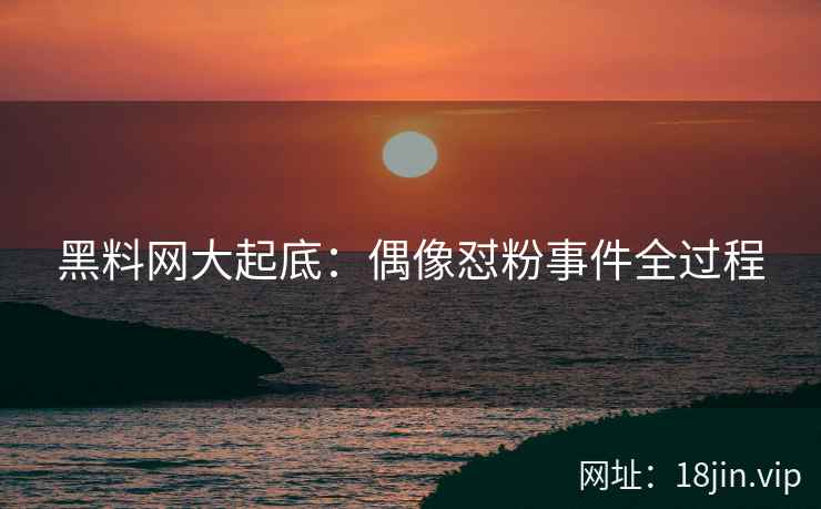 黑料网大起底：偶像怼粉事件全过程  第1张