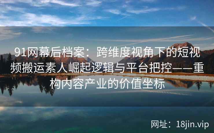 91网幕后档案：跨维度视角下的短视频搬运素人崛起逻辑与平台把控——重构内容产业的价值坐标  第2张